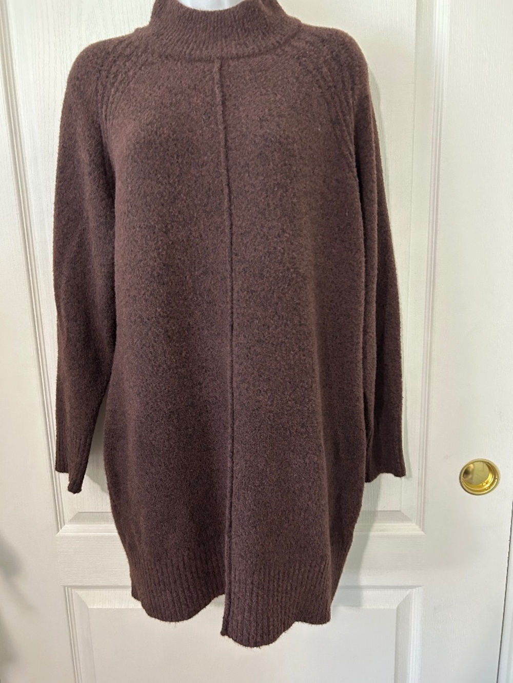 Cielo Sweater Dress Mock Neck Tunic Brown Fall Alpaca